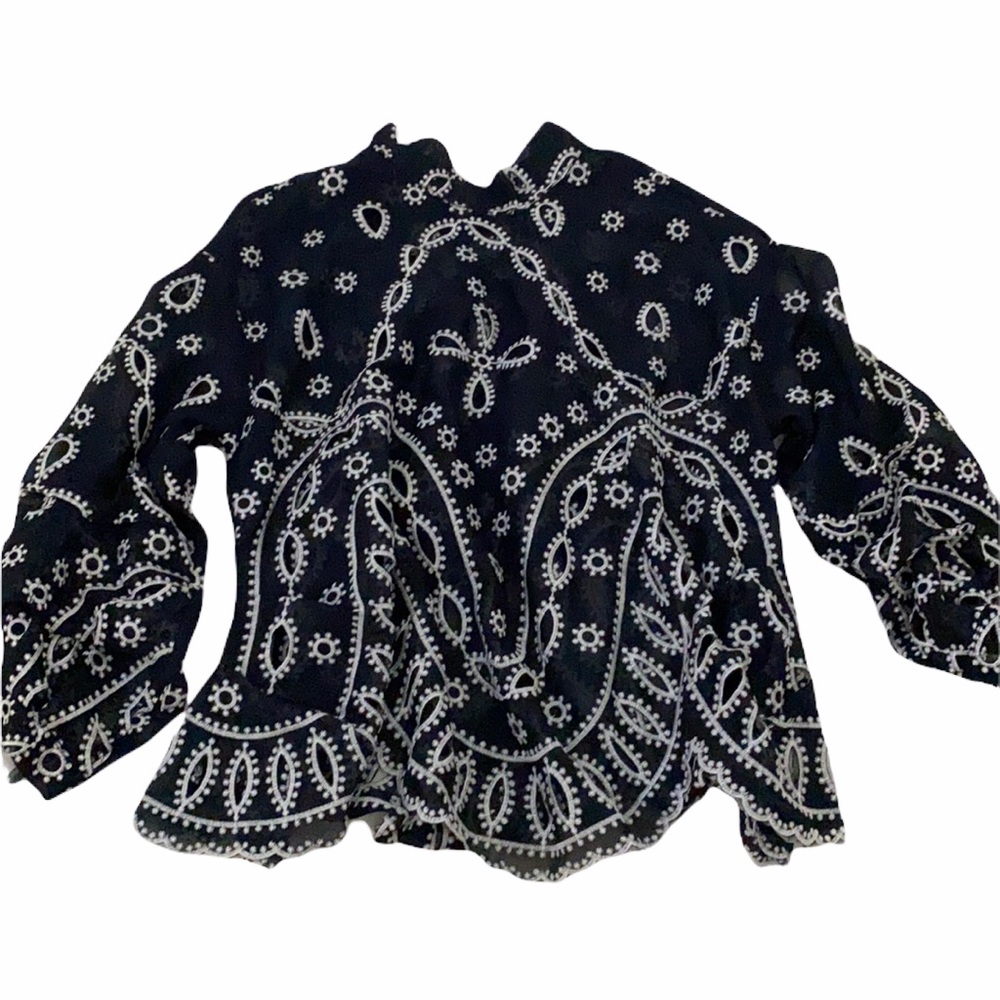 Cut-Out Detail Tie Back Blouse Navy
